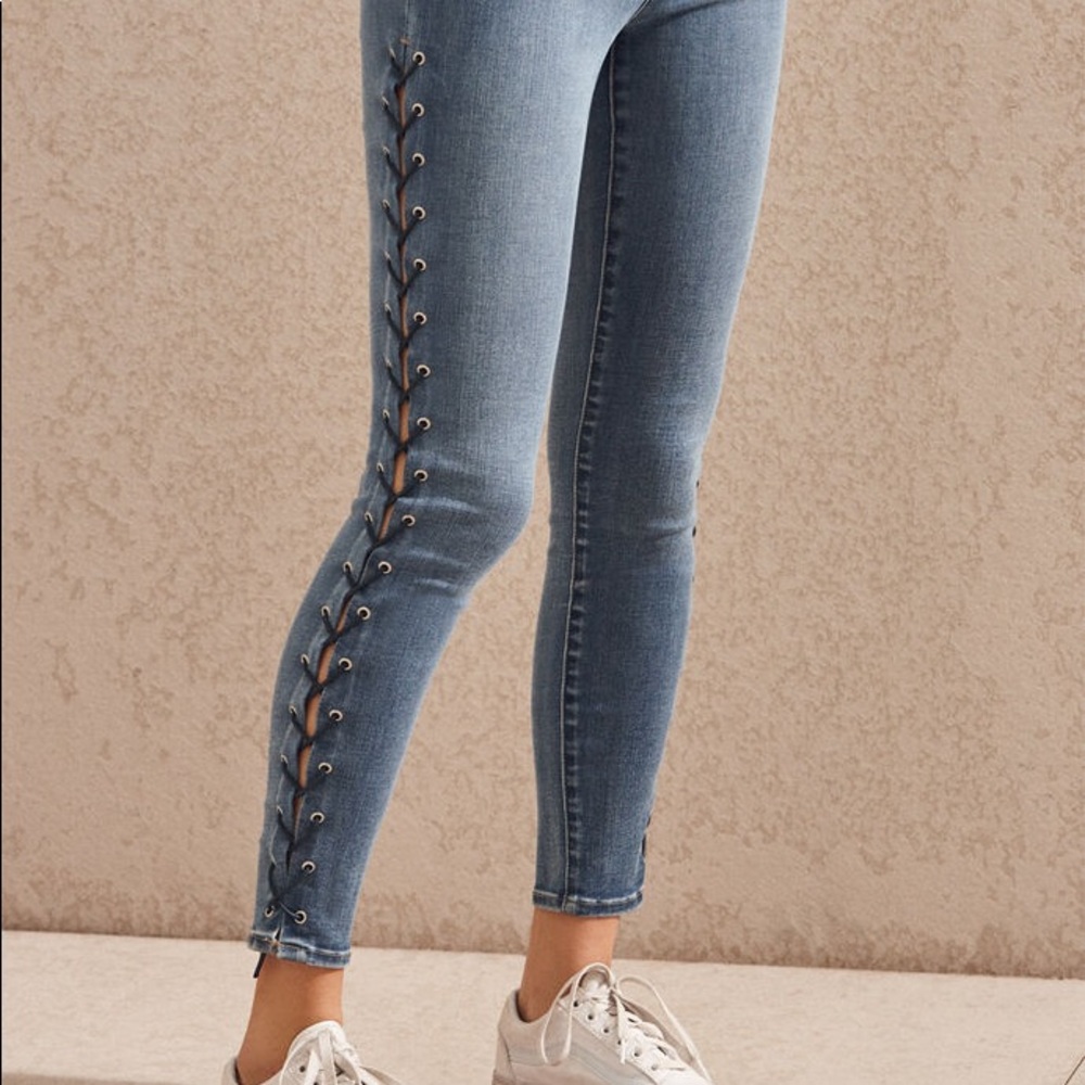 Blue Jeans With Criss Cross Sides